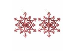 Декоративные подвески Снежинка №8, 12,5х12,5 см, цвет: красный, 2 штуки