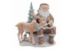 Фигурка декоративная Дед Мороз с оленем, 18х15х17 см