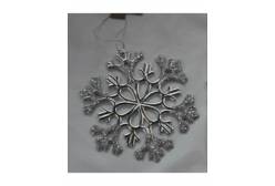 Новогоднее подвесное украшение Изящная снежинка, серебряная, 15 см