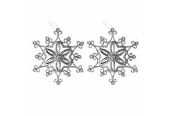 Декоративные подвески Снежинка №8, 12,5х12,5 см, цвет: серебристый, 2 штуки