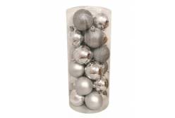 Набор ёлочных украшений SXMAS, 6 см, цвет: серебряный, 24 штуки, арт. JCB03 (количество товаров в комплекте: 24)