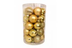 Набор ёлочных украшений SXMAS, 4 см, цвет: золотой, 34 штуки, арт. JCB01 (количество товаров в комплекте: 34)