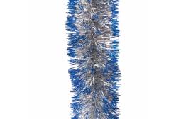 Мишура, 1 штука, диаметр 70 мм, длина 2 м, цвет серебро с синими кончиками