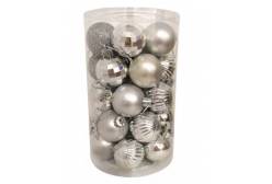 Набор ёлочных украшений SXMAS, 4 см, цвет: серебряный, 34 штуки, арт. JCB01 (количество товаров в комплекте: 34)