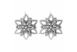 Декоративные подвески Снежинка №4, 9 см, цвет: серебристый, 2 штуки