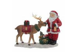 Фигурка декоративная Дед Мороз с оленем, 18,5х6х15 см