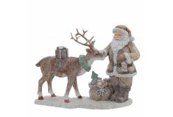 Фигурка декоративная Дед Мороз с оленем, 19,5х6,5х15 см