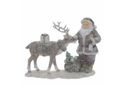Фигурка декоративная Дед Мороз с оленем, 18,5х6,5х15 см