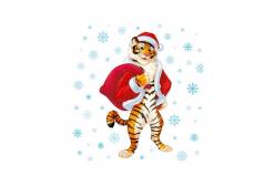 Силиконовая новогодняя наклейка Милый тигр, 20,5x20 см