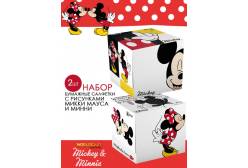 Набор салфеток-выдергушек Микки Маус. Mickey+Loves, с рисунком, 3-х слойные (в наборе 2 упаковки) (количество товаров в комплекте: 2)