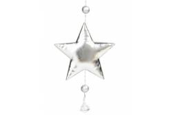 Новогоднее подвесное украшение Блестящая серебристая звездочка, 10,5x1,5x28 см, арт. 86366