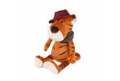 Игрушка мягкая Тигр Глеб в шляпе и вязаном шарфе, 27 см