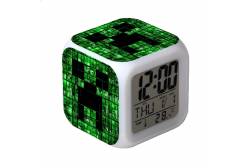 Часы-будильник Крипер №3, пиксельные, с подсветкой