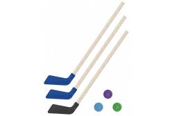 Детский хоккейный набор Зима, лето 3 в 1, клюшки хоккейные, 80 см (2 синих, 1 черная) + 3 шайбы