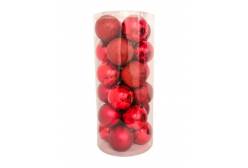 Набор ёлочных украшений SXMAS, 6 см, цвет: красный, 24 штуки, арт. JCB03 (количество товаров в комплекте: 24)