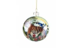 Новогоднее подвесное украшение Медальон Тигр, из стекла, 8x8x1 см, арт. 87368