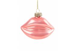 Новогоднее подвесное украшение Розовые губы, из стекла, 9x6x4 см, арт. 86614