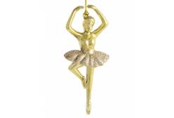 Новогоднее подвесное украшение Балерина в золотом блеске, 5x2,5x12,5 см, арт. 86741