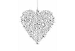 Новогоднее подвесное украшение Сердечко в серебре, 8x1x8 см, арт. 86732