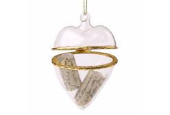 Новогоднее подвесное украшение из стекла с пожеланием внутри Сердце, арт. 79114