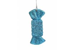 Новогоднее подвесное елочное украшение Конфета, цвет голубой, 9x3,5 см