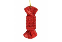 Новогоднее подвесное елочное украшение Конфета, цвет красный, 9x3,5 см