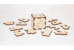 Конструктор-головоломка деревянный EWA Eco Wood Art Cube 3D puzzle, 12 деталей