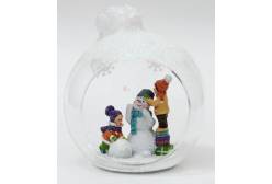 Новогоднее подвесное украшение Мальчик и снеговик, 11x12x9,5 см