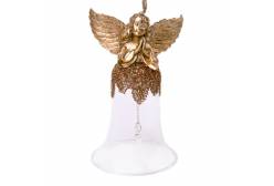 Новогоднее подвесное украшение Колокольчик. Ангел, 7,5x12,2 см
