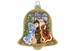 Новогоднее подвесное украшение из стекла Дед Мороз и Снегурочка, 8x2x9 см